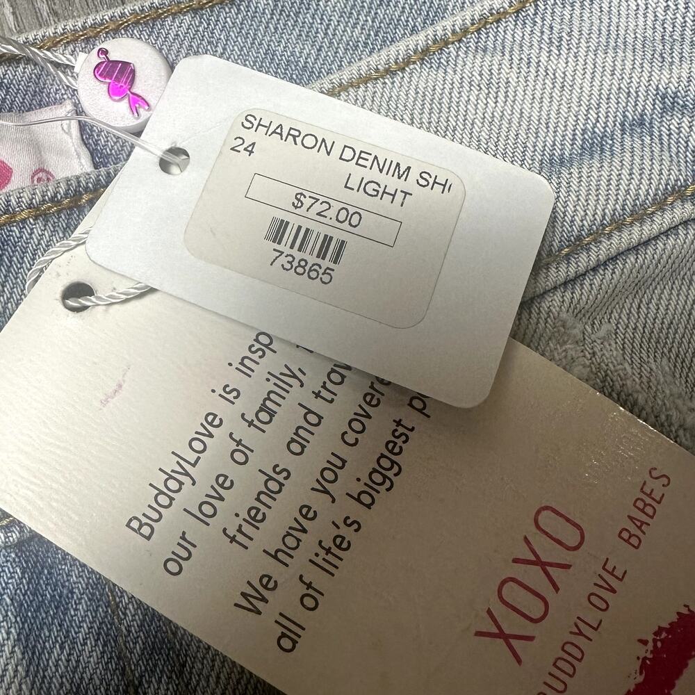 Buddy Love Light Wash Distressed Denim Skirt NEW - Picture 3 of 5